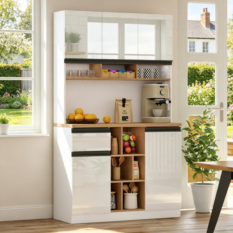 185cm Kitchen Pantry, White