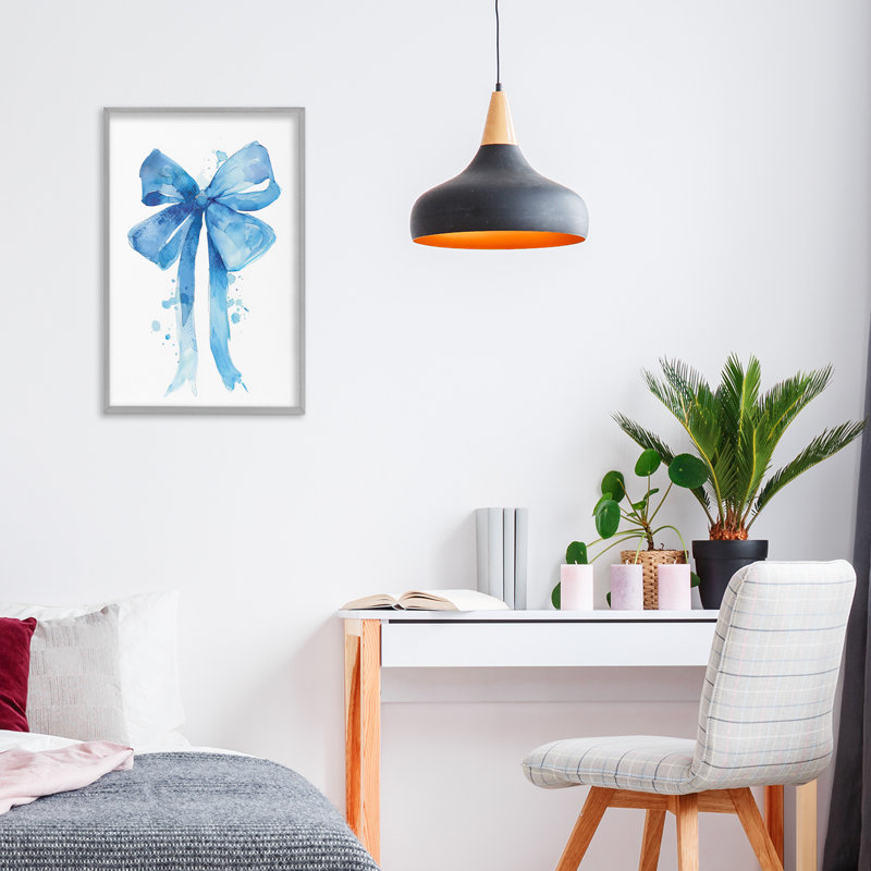«Blue Watercolor Bow Illustration», giclée par LSR Design Studio, Estampe numérique Farmhouse, H 18 po x l 12 po