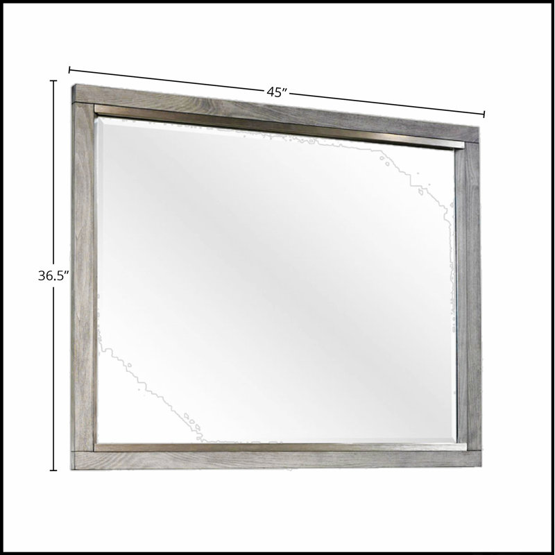 Elegant Gray Landscape Mirror With Beveled Glass For Dresser Mounting, Perfect For Modern And Traditional Decor.