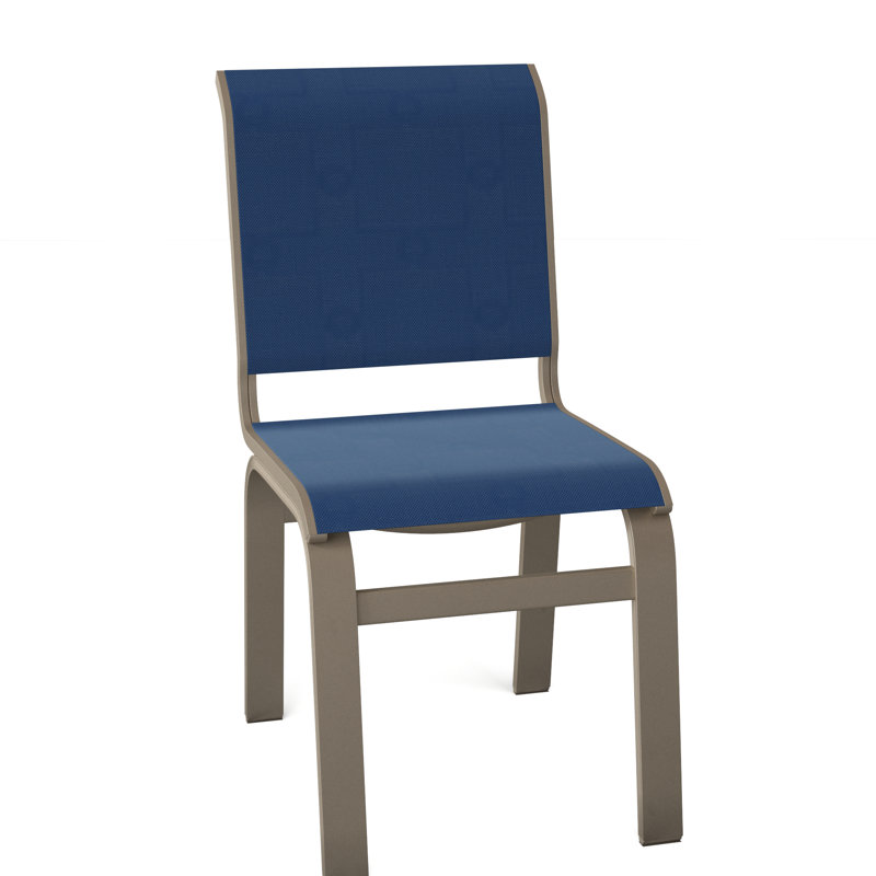 Chaise d'appoint de salle à manger Hiraku, Cobalt 35D Sunbrella®, Bois de plage texturé