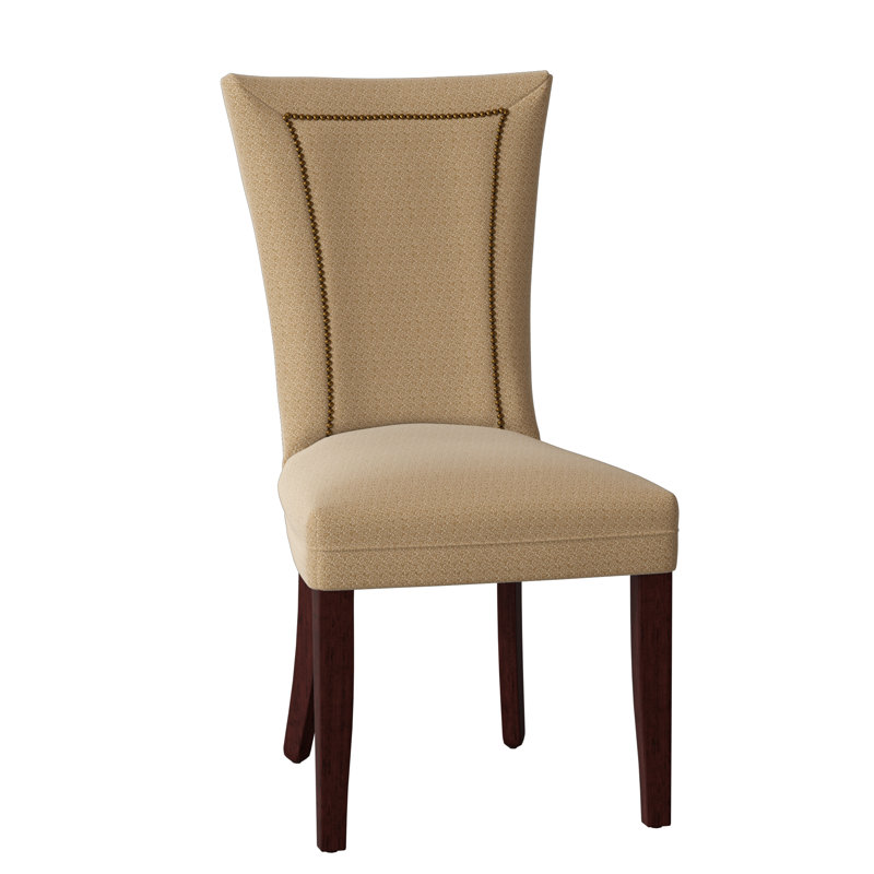 Chaise d’appoint rembourrée, Noir satiné, Laiton, Beige