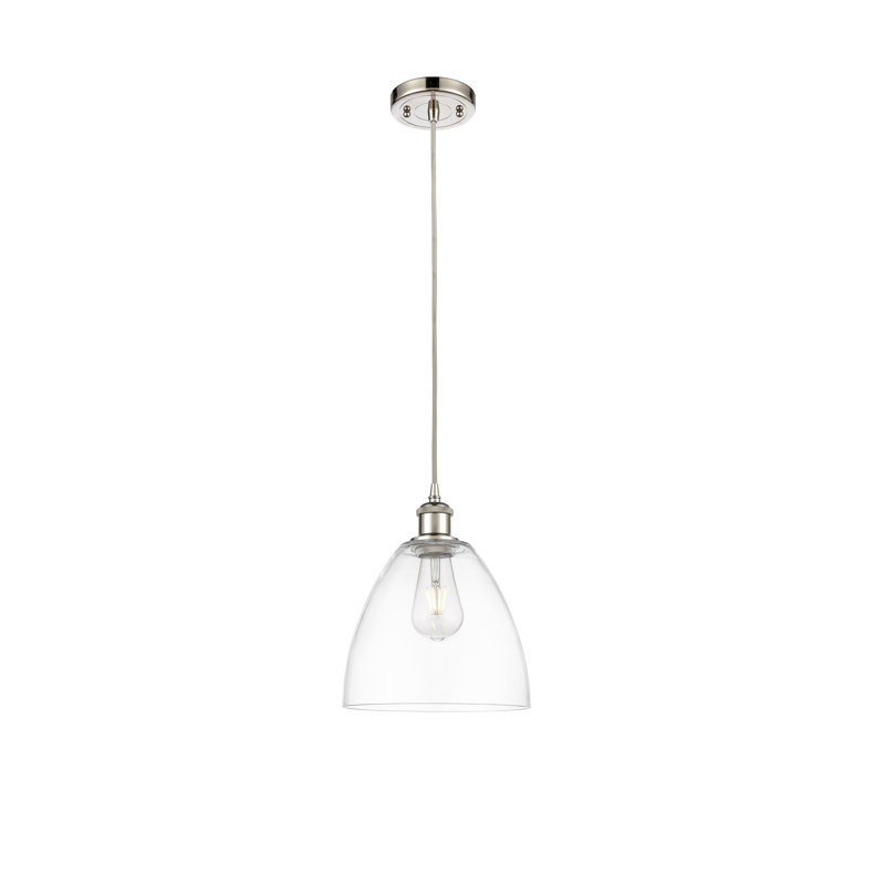 Haruka 1 - Light Single Pendant, Clear, 13.25" H x 9" W x 9" D, Polished Nickel
