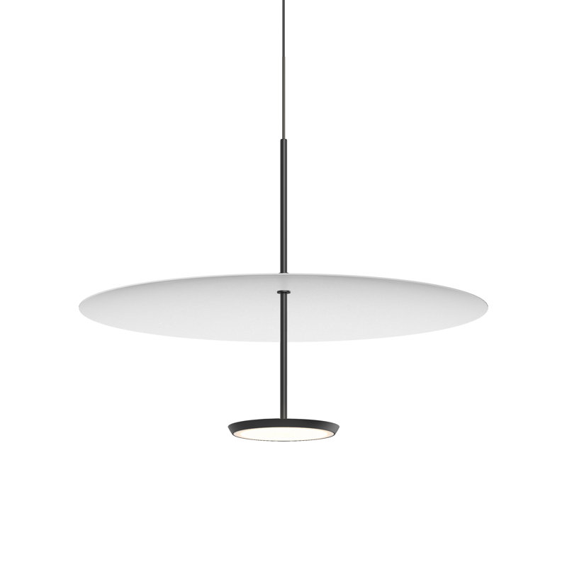 Luminaire suspendu à dôme simple 1 lumière Sky, Blanc, H 17,5 po x l 24 po x P 24 po, Noir mat