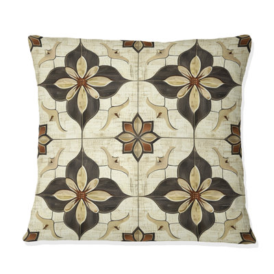 Coussin Brown Quatrefoil Prints II - Mid-Century
