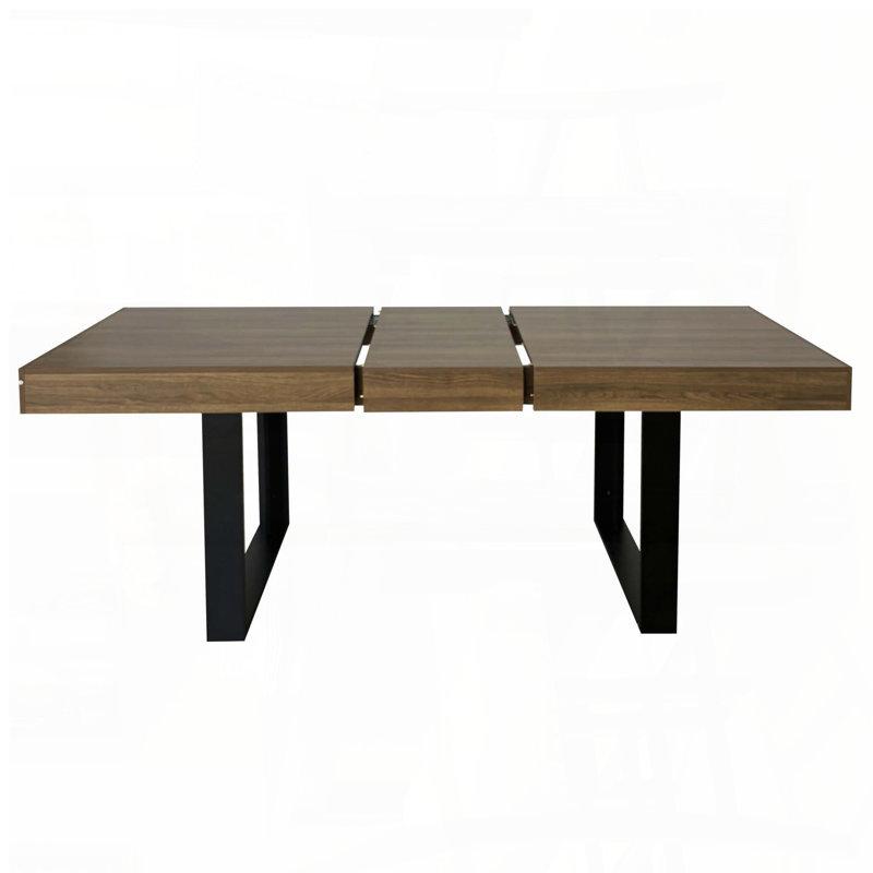 Extendable Rectangle Dining Table – Aged Wood & Black