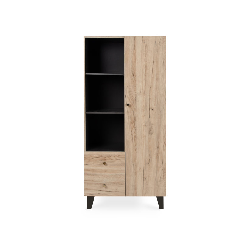 Como Wardrobe, Distressed Oak/Slate Grey, 180" H x 55" D