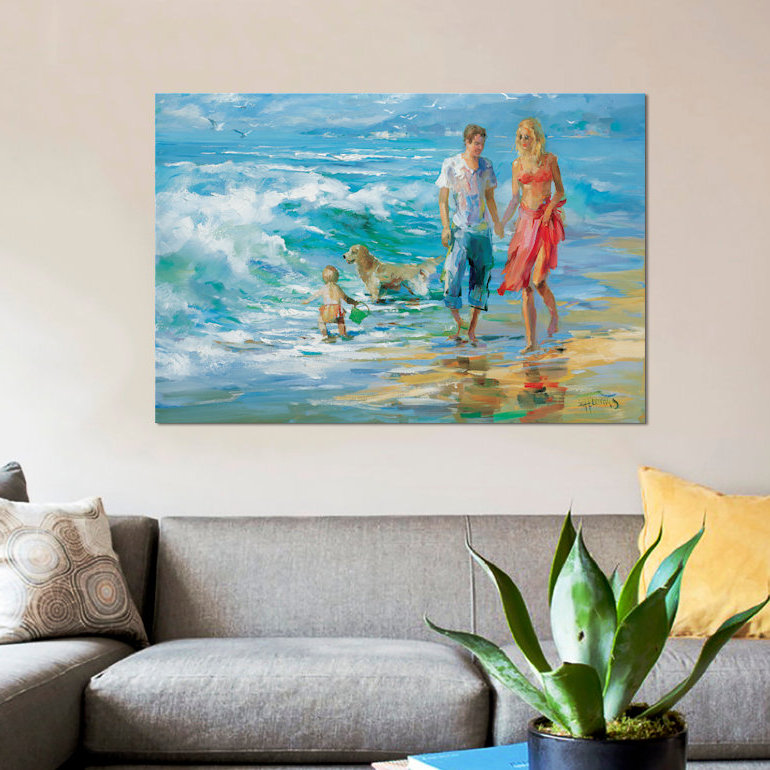 « happy family ii », reproduction sur toile, H 12 po x l 18 po x P 1,5 po, Pas de tapis, Toile tendue