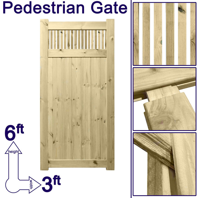 Sacha Pressure Treated (Tanalised) Wood Gate, 180cm H x 90cm W x 4.5cm D