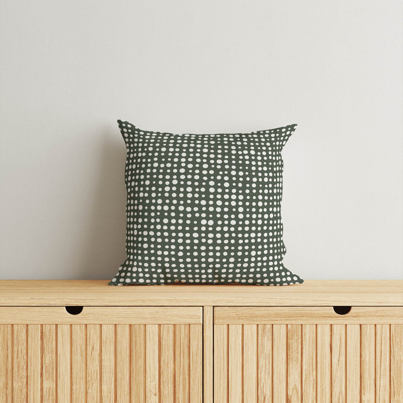 Coussin décoratif à pois assortis, Chimichurri / vert, H 26 po x l 26 po