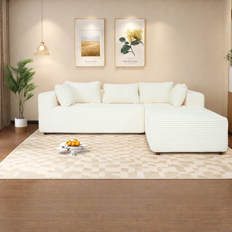 Compression Sectionals, 100 Inch Corduroy Modern L Shaped Sofa For Home