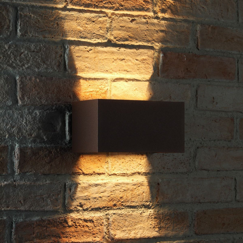 Outdoor Integrated LED Adjustable Beam Up & Down Wall Light, Brown
