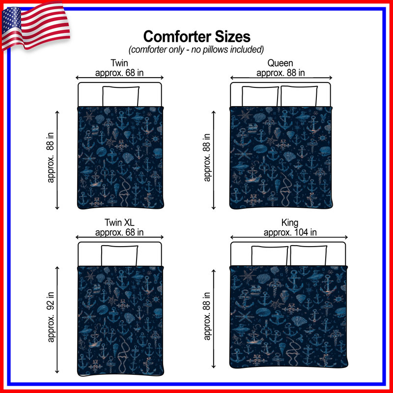 Nautical Anchor Seashells Comforter, Twin Extra Long
