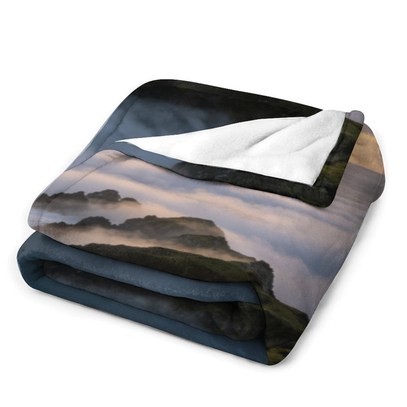 Jeté en flanelle Misty Rocks Sunrise Luxury, 50 x 60 po