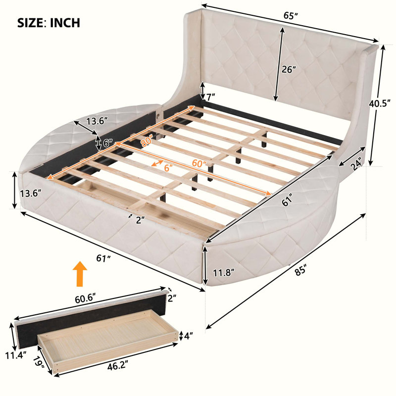 Lit tapissier, Beige