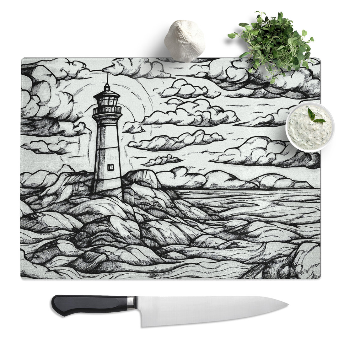 Lighthouse Design  Glass Chopping Board