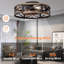 Farmhouse Flush Mount Caged Ceiling Fans With Lights, 6 Speeds, ...-1736412046