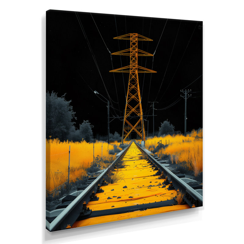 Lignes électriques jaunes et noires - Lignes électriques, Toile tendue, H 12 po x l 20 po