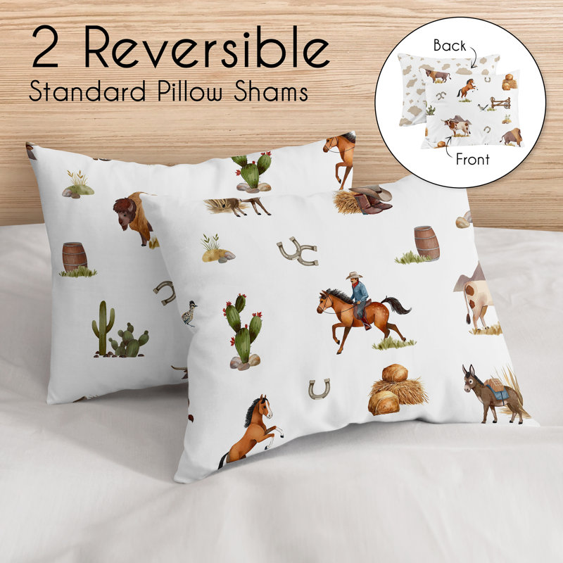 Western Cowboy White Microfiber Full Bedding Set