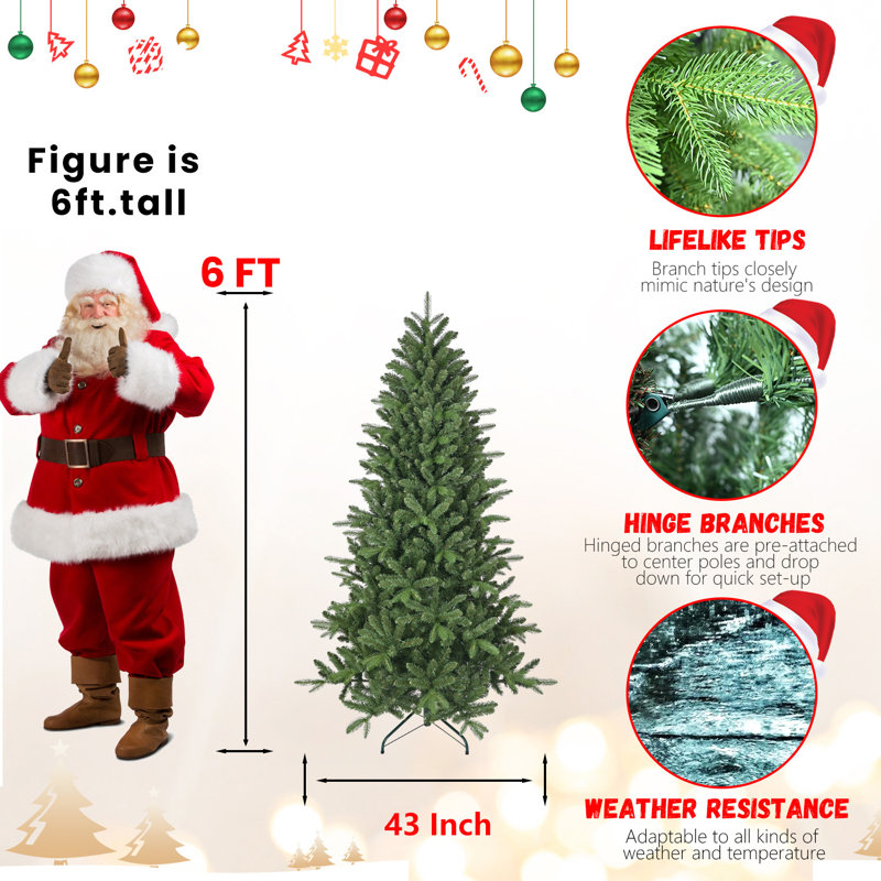 Arbre de Noël artificiel avec embouts de branches mixtes en PE et PVC, H 7,5 pi