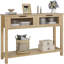 Table d'entrée, console en bois avec 2 tiroirs en verre, ...