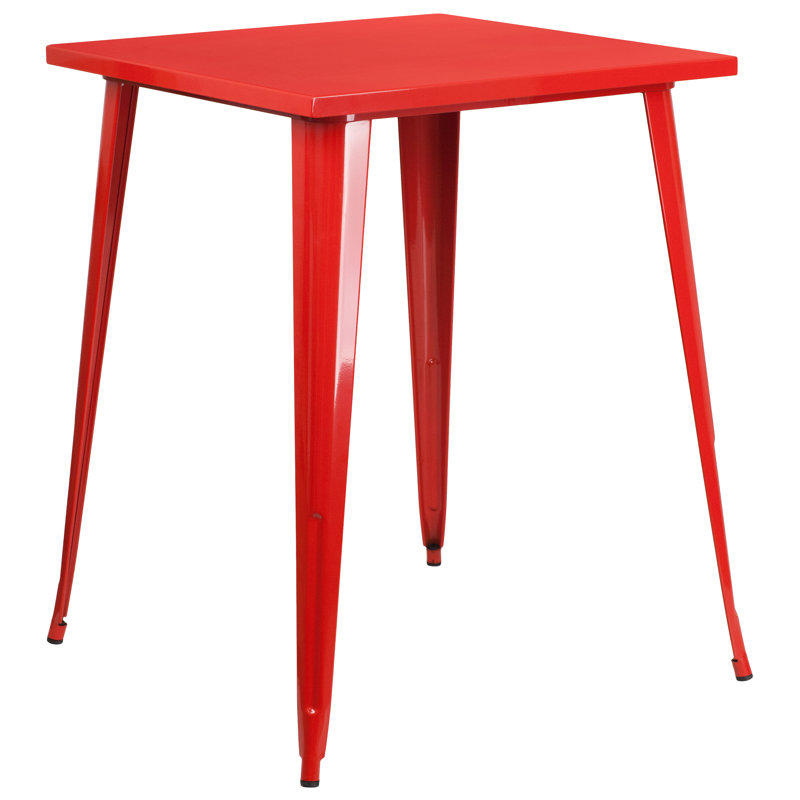 Table carrée intérieure / extérieure Angeleca, Rouge, l 33,25 po x L 33,25 po x H 40,75 po