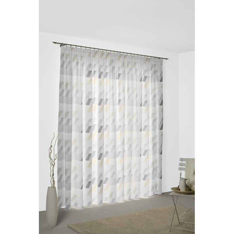 Lopez Room Darkening Single Panel, Light grey/Black/Beige, 245cm H x 132cm W