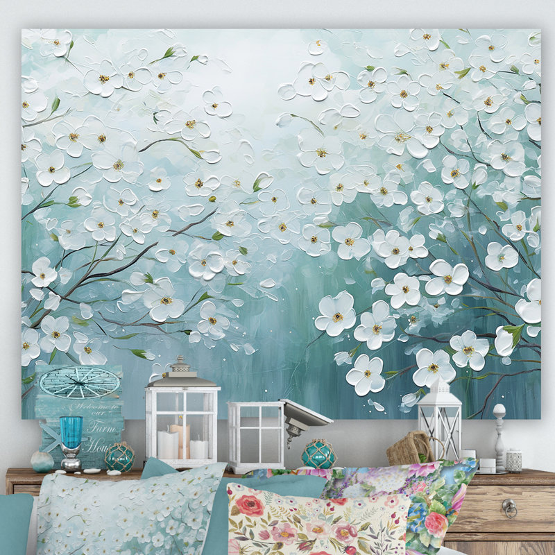 «Dogwood S Flowers Field Delight II», reproduction sur toile, Toile tendue, H 16 po x l 32 po x P 0,5 po