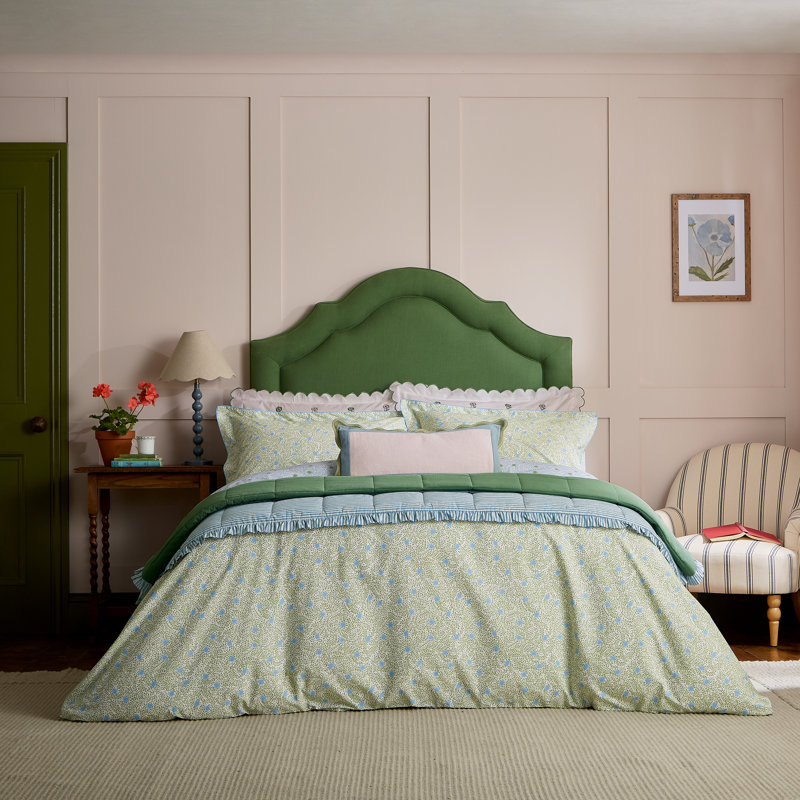 Trailing Ditsy Cotton Percale Duvet Cover Set, King Duvet Cover + 2 Pillowcases