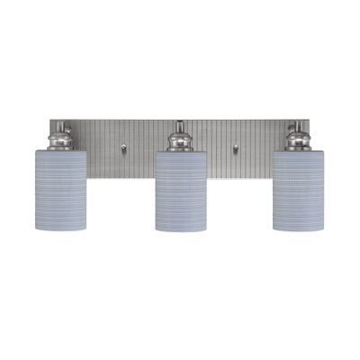 Edge 3 Light Bath Bar Shown In Brushed Nickel Finish With 4" Gray Matrix Glass