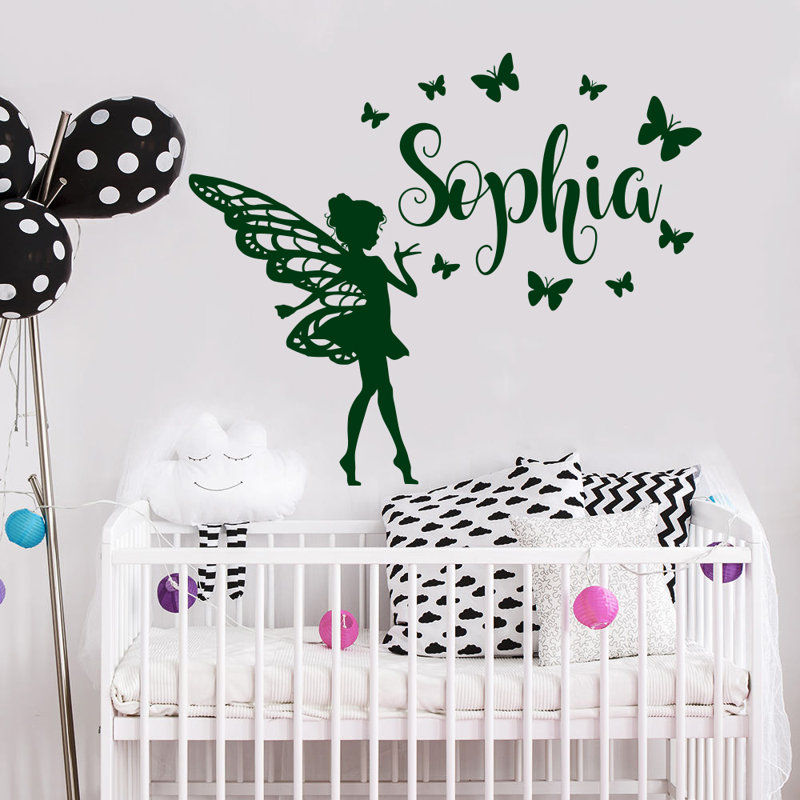 Décalcomanie murale chambre de bébé papillon, Vert