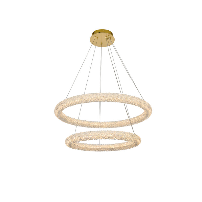 Lustre gradué à 2 lumières DEL Bridgeton, Or satiné, H 12 po x l 32 po x P 32 po