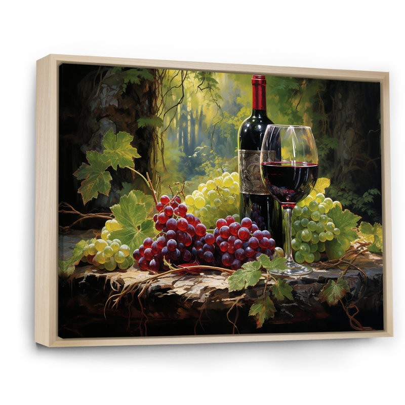 Cabernets calmes - impressions sur toile vin, H 34 po x l 44 po x P 1,5 po, Cadre naturel flottant