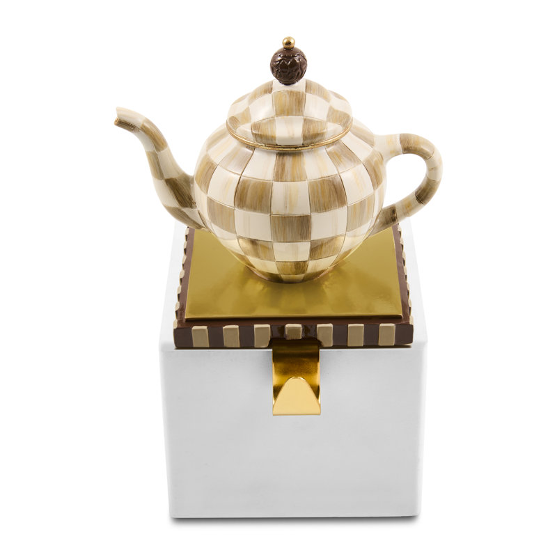 Courtly Check Teapot Stocking Holder, Yellow