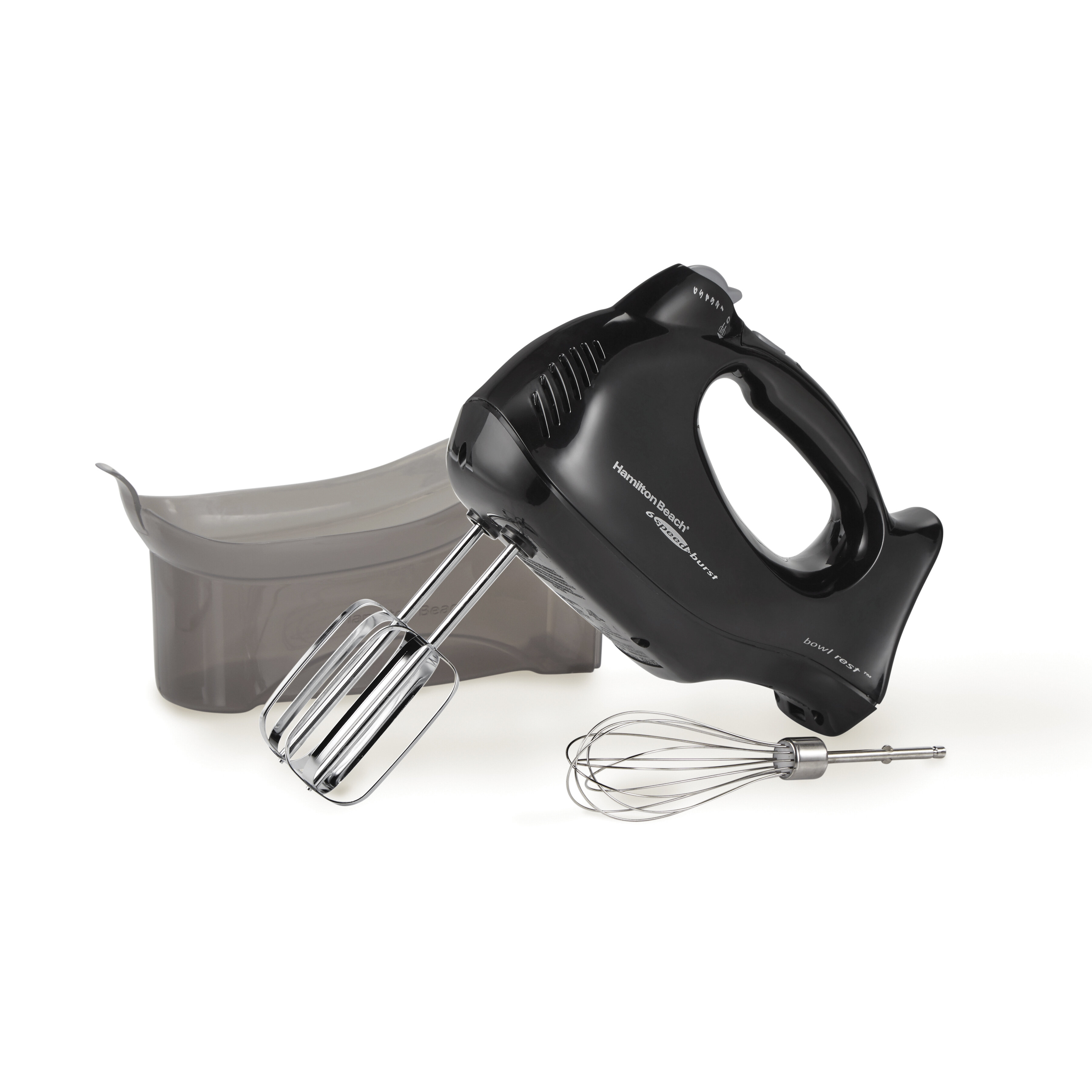 Hamilton Beach 6-Speed White Hand Mixer with Snap On Case