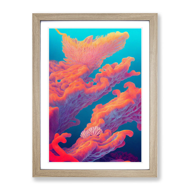 The Beauty Of Coral Reef - Single Picture Frame Print, 46cm H x 34cm W x 2cm D, Oak Framed