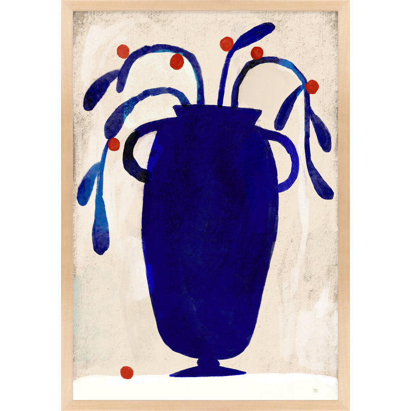 Juliane Red Berries - Peinture sur papier, H 20 po x l 14 po x P 1,25 po, Cadre érable