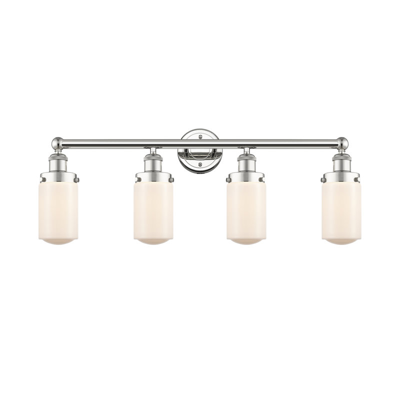 Éclairage pour meuble-lavabo à intensité variable à 4 lumières Erkson, Blanc mat, Nickel poli
