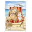 Drapeau de jardin d'été avec ours en peluche et chat sur la plage-16654661