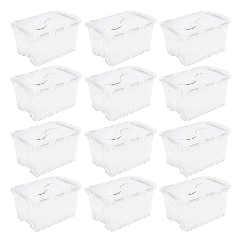 Sterilite 48 Qt Hinged Lid Storage Box Plastic Stackable Bin with Lid, 24-Pack