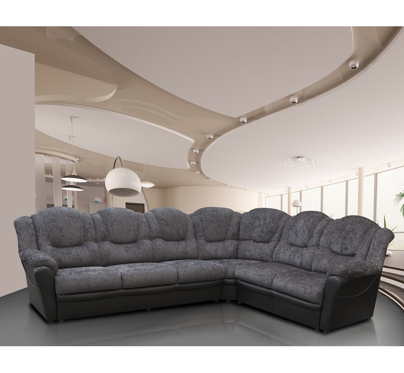 Colin Corner Sofa, Black/Grey Chenille