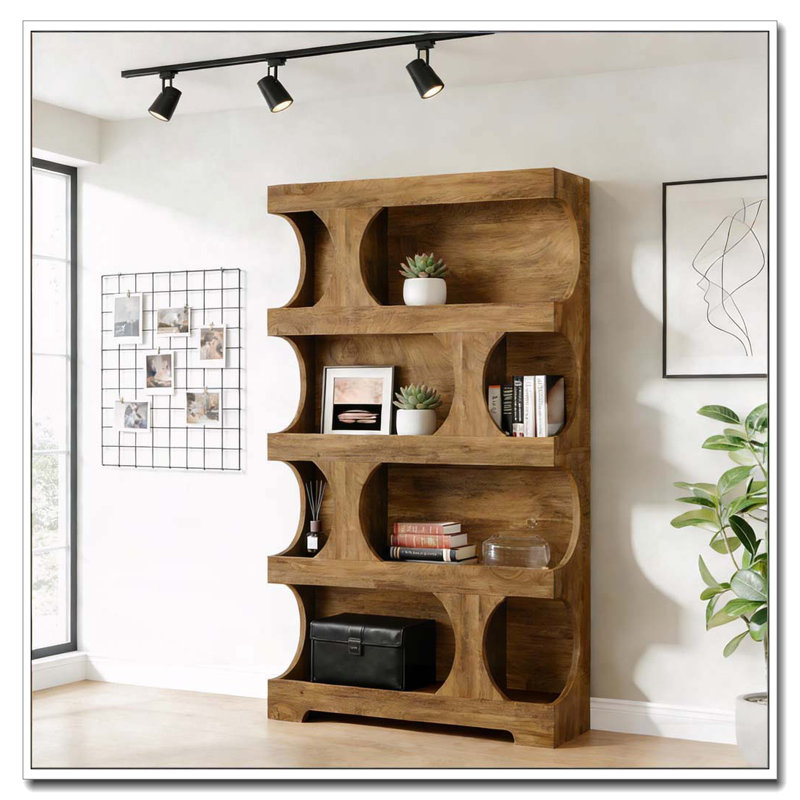 Bibliothèque de rangement en forme de S, Brun