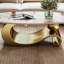 Table basse contemporaine, centre ovale en faux marbre