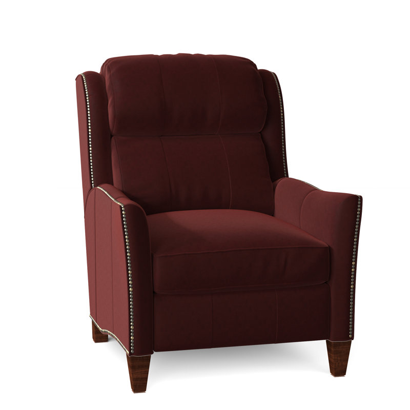Fauteuil inclinable en cuir Lancaster, Cuir véritable blanc Milestone, Acajou, Manuel
