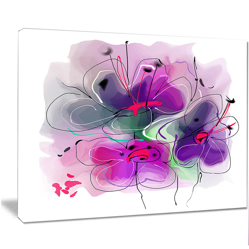 « purple fleur illustration d’esquisse », reproduction d’art sur toile tendue, H 30 po x l 40 po x P 1 po