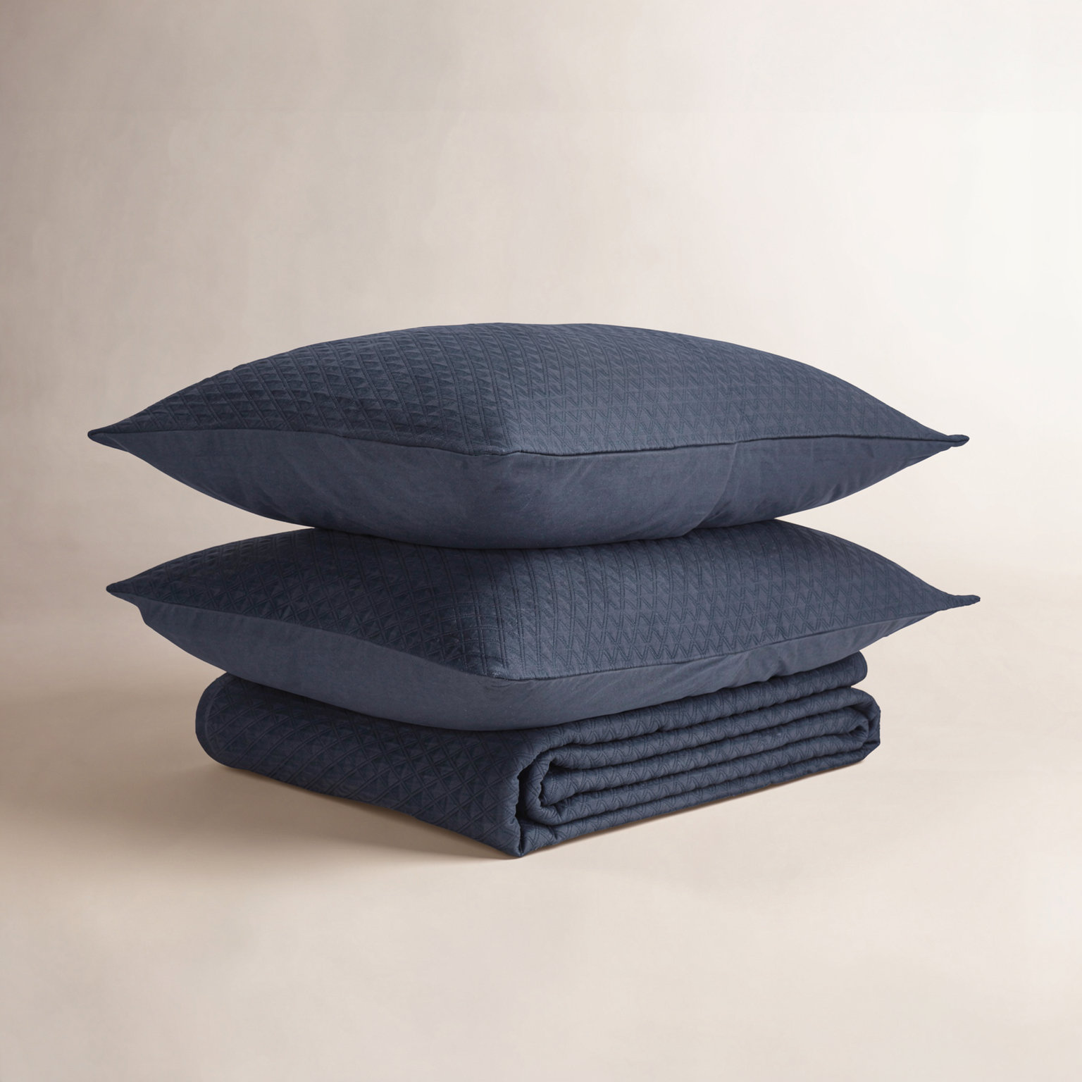Bridie Cotton Coverlet Set, Full/Queen Coverlet/Bedspread + 2 Standard Shams, Navy