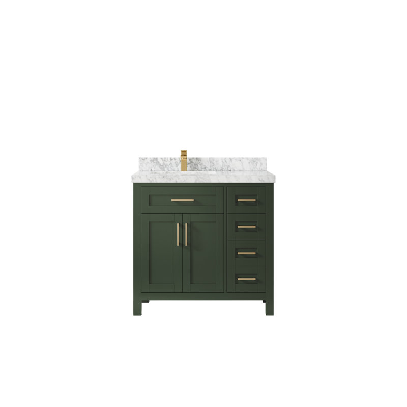 Ensemble de meuble-lavabo simple 36 po Haajar, Marbre de Carrare