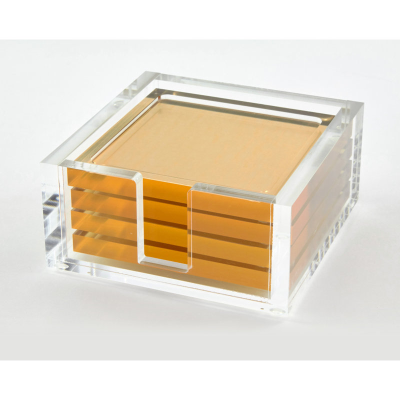 Lucite Coasters, Gold/Clear