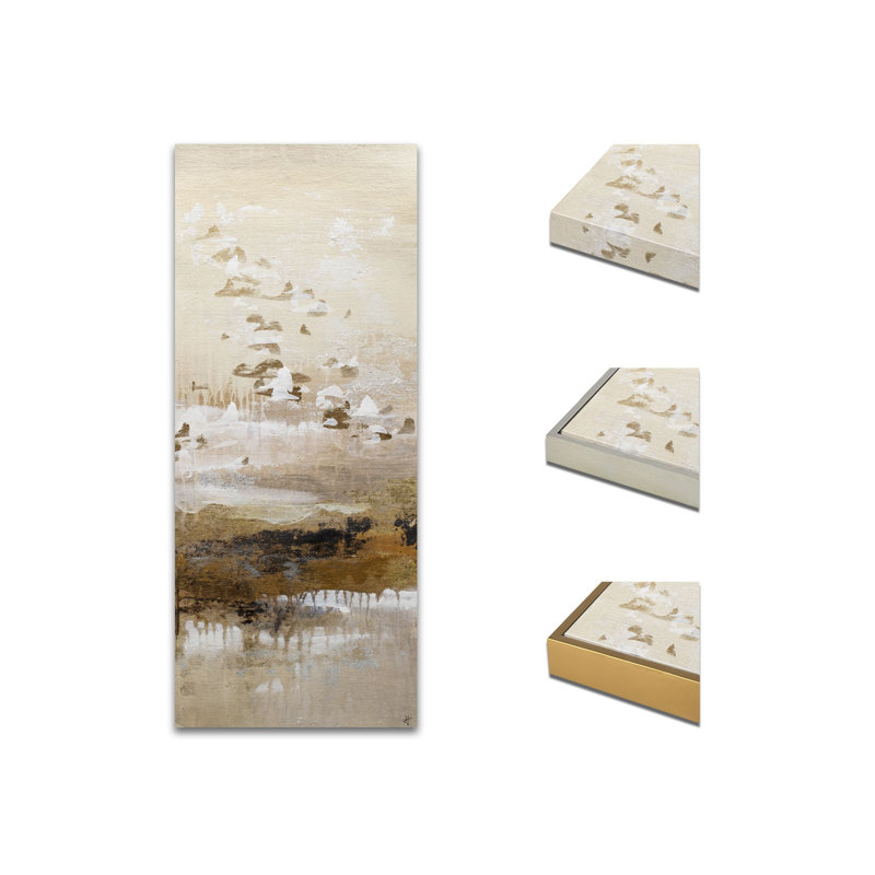 Golden Sunlight 2 Painting by Jennifer Hollack Raboin, 42" H x 18" W x 2.25" D, Gold Frame Canvas