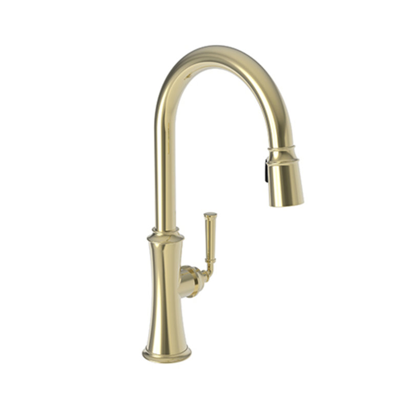 Stripling Single Handle Pull Down Kitchen Faucet, French Gold