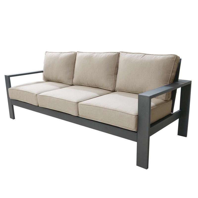 Canapé de patio avec coussins Gelston, Argent argent